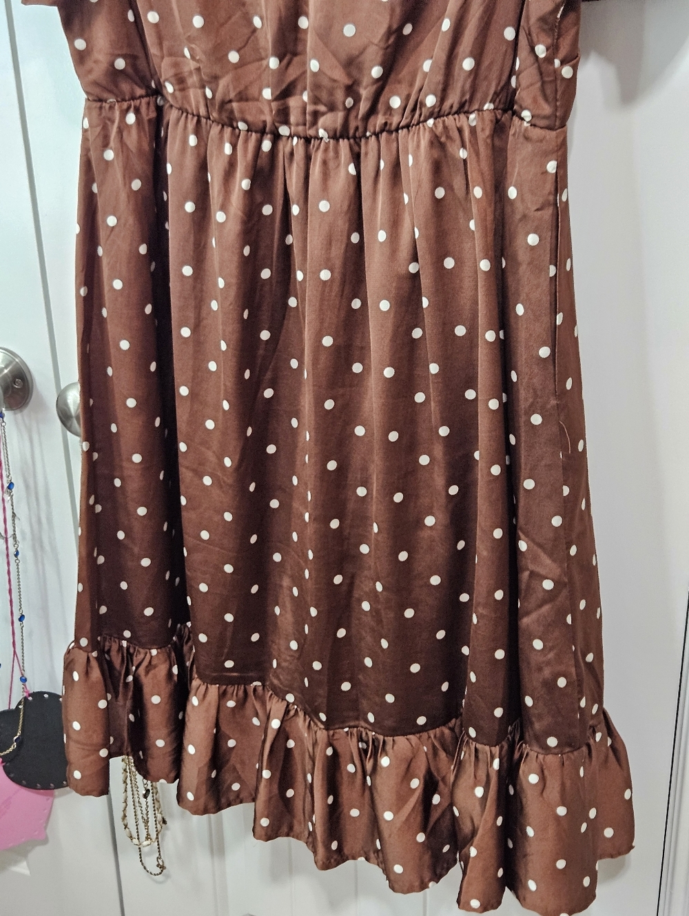 Polka Dot Wrap Ruffle Dress - Picture 10 of 13